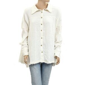 Free People We The Free Gauzy Cotton Tunic Top Oversized Buttondwon S New 280025